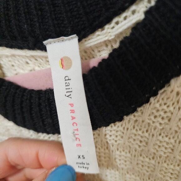 Daily Practice XS Knit Cream n Black midi/long Dress. Bodycon. Sexy. Classy Rare - Picture 2 of 16